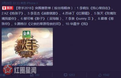 ​歌手2018突围赛谁入围决赛了解读突围赛歌单以及排名