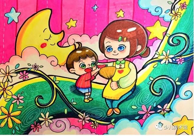 有关母亲节儿童画(母亲节主题儿童绘画22张)(15)