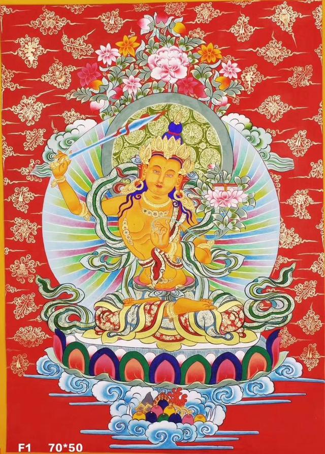 藏传佛教文殊菩萨铜像(梵林文化-文殊菩萨)(3)