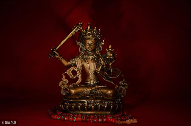 藏传佛教文殊菩萨铜像(梵林文化-文殊菩萨)(7)