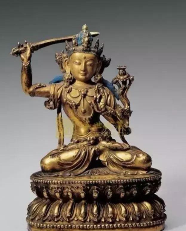 藏传佛教文殊菩萨铜像(梵林文化-文殊菩萨)(1)