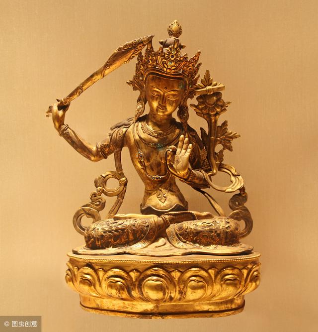 藏传佛教文殊菩萨铜像(梵林文化-文殊菩萨)(4)