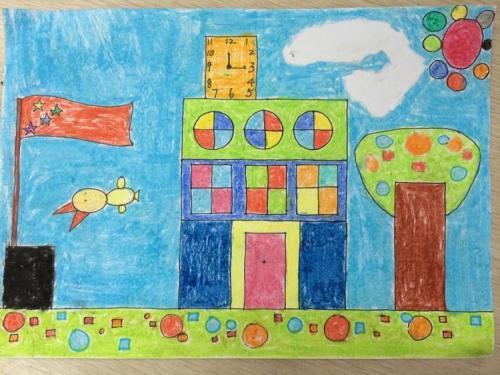 美丽的校园简笔画带颜色(一二三年级美丽的校园简笔画)(6)