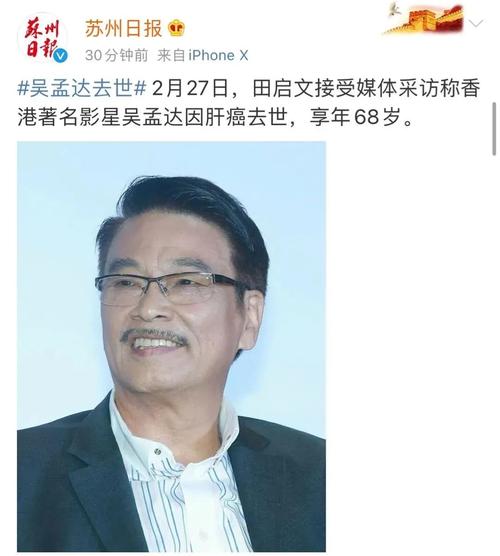 香港明星吴孟达逝世时间(香港著名影星吴孟达去世)