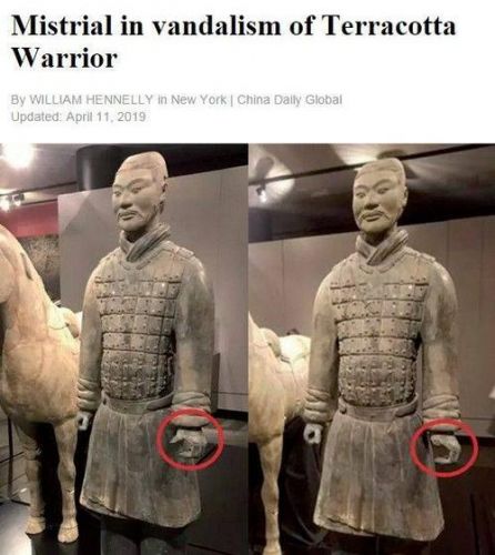 兵马俑手指被偷走视频_兵马俑手指头被折断后续-第1张图片-