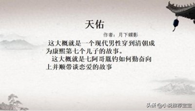 ​清穿第三弹，另类的清穿宠文 强推月下蝶影《天佑》BL