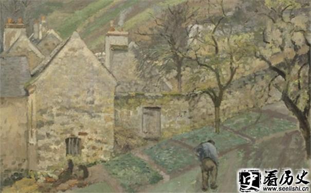 《蓬图瓦兹:埃尔米塔日的坡地》毕沙罗作品