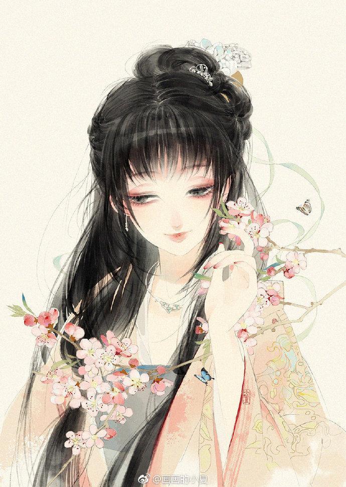 一组超美的古风美女手绘插画,真的太好看了! 画师:画画的小夏