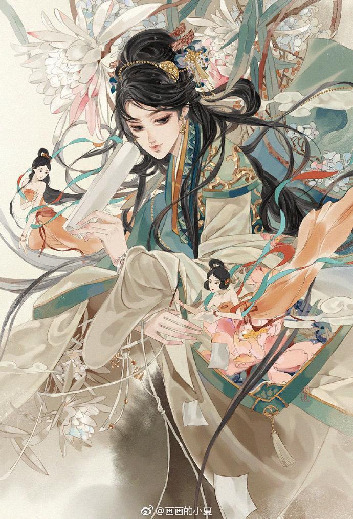 一组超美的古风美女手绘插画,真的太好看了! 画师:画画的小夏