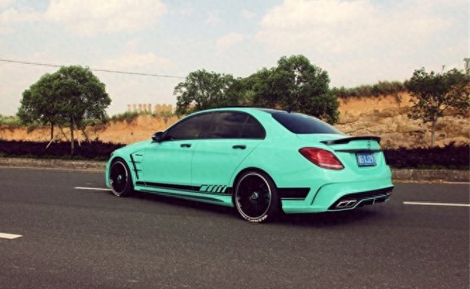 蓝色外观,个性十足,奔驰C200改装案例