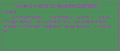 ​nba球员年薪排名[现役NBA总薪资排行榜]