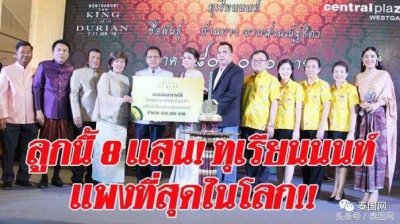 ​泰国最贵榴莲诞生！80万铢一个！