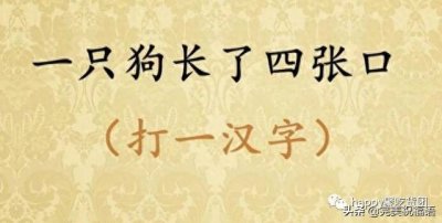 ​猜字谜：一只狗长了四张口（猜一字）