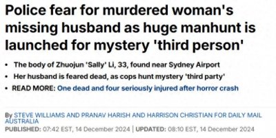 ​33岁华人女子遭弃尸机场旁：尸体严重腐烂！丈夫失踪2周恐也遇害