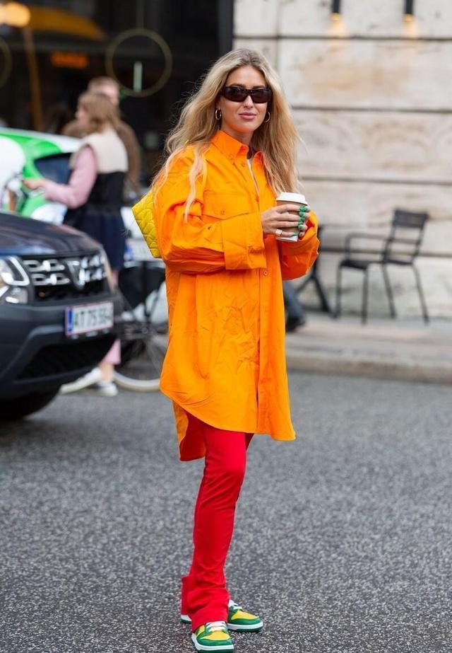 橘色套装穿搭（橘色看着太有气质了）(2)