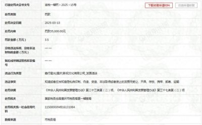 因发票违法,嘉行传媒旗下嘉行星光(重庆)影视文化有限公司被罚