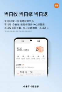 ​小米商城服务升级：当日收、当日修、当日返